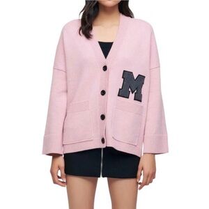 Maje Maissa Pink Oversized “M” Cardigan